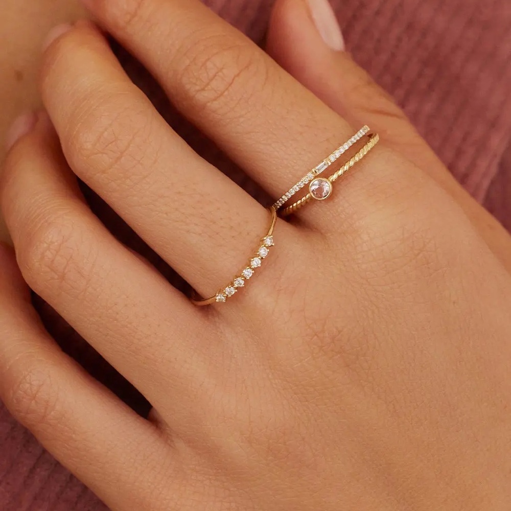 Gorjana Fine Collection Diamond Row Ring size 6